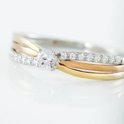 Bague Or Tricolore Peregrine Oxyde De Zirconium