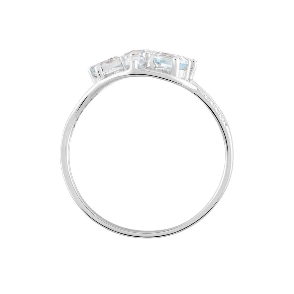 Bague Orchidee Or Blanc Topaze Oxyde De Zirconium