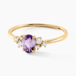 Bague Pansy Or Jaune Améthyste Oxyde De Zirconium