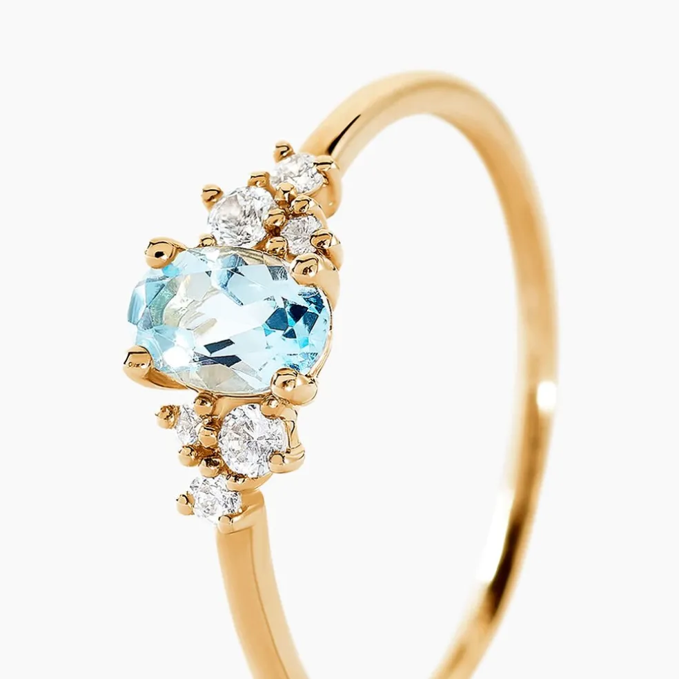 Bague Pansy Or Jaune Topaze Oxyde De Zirconium