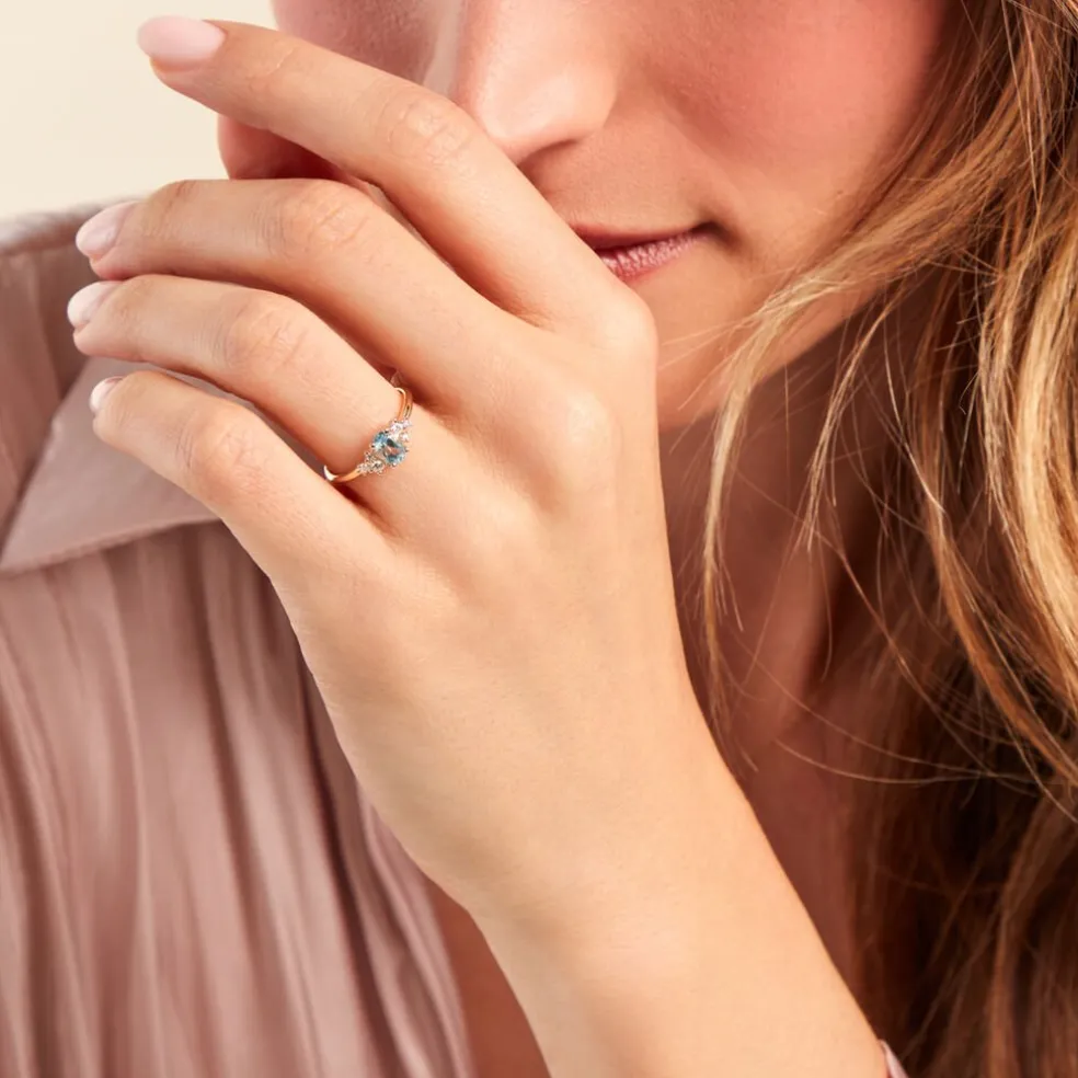 Bague Pansy Or Jaune Topaze Oxyde De Zirconium