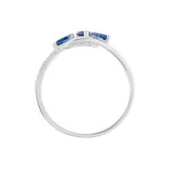 Bague Petale Or Blanc Saphir Et Diamant