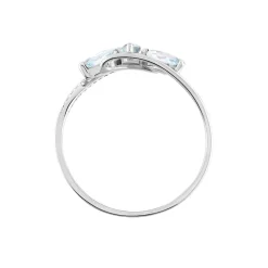 Bague Petale Or Blanc Topaze Et Oxyde De Zirconium
