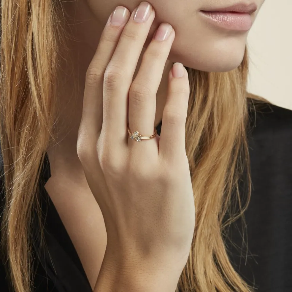 Bague Plaqué Or Jacinth Oxyde De Zirconium