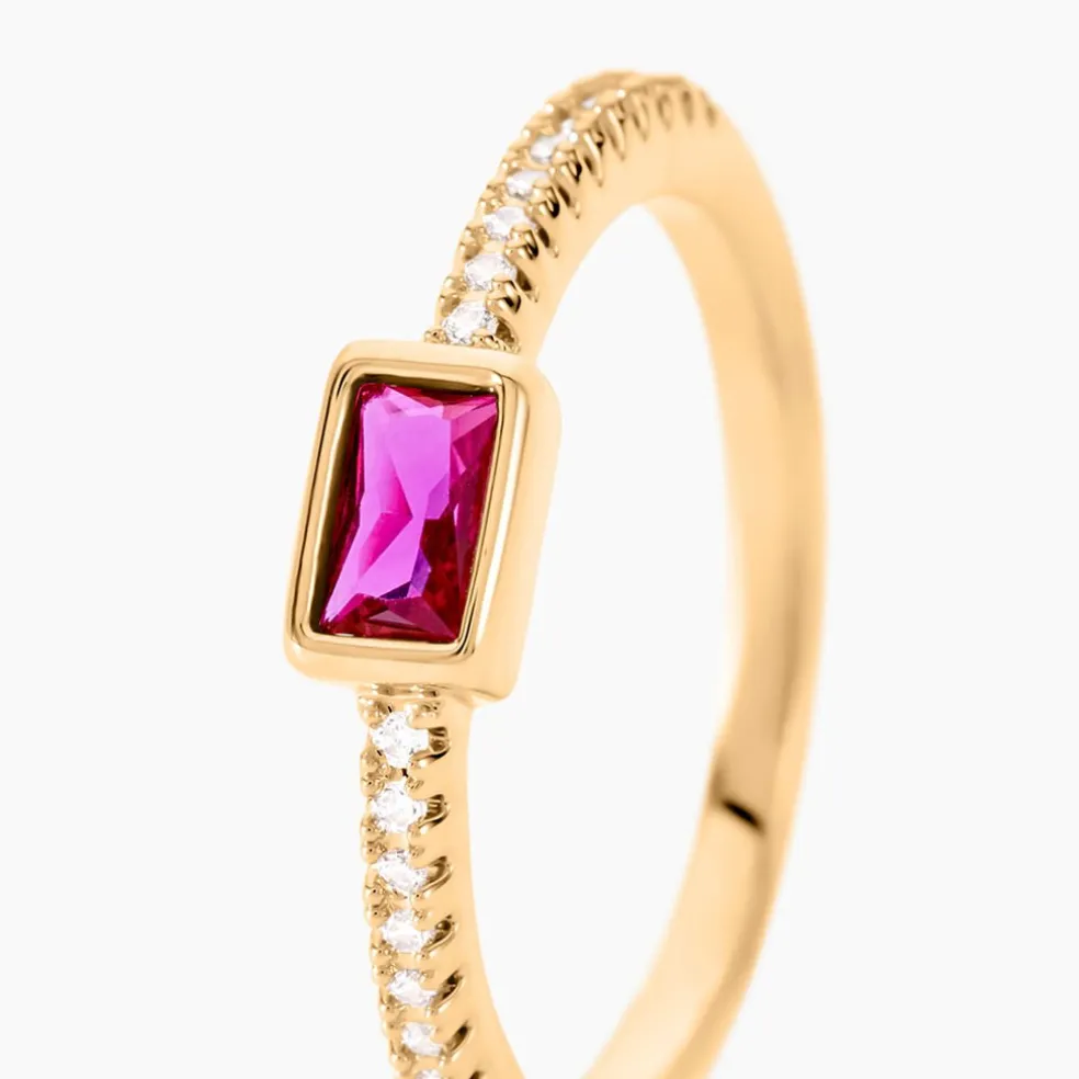 Bague Plaqué Or Jaune Calvina Pierre Synthétique