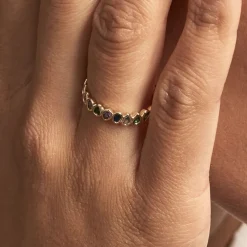 Bague Plaqué Or Jaune Ethem Anneau Pierres Multicolores