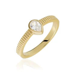 Bague Plaqué Or Lame Oxyde De Zirconium