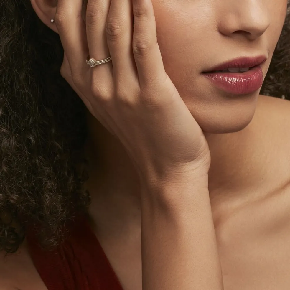 Bague Plaqué Or Lame Oxyde De Zirconium