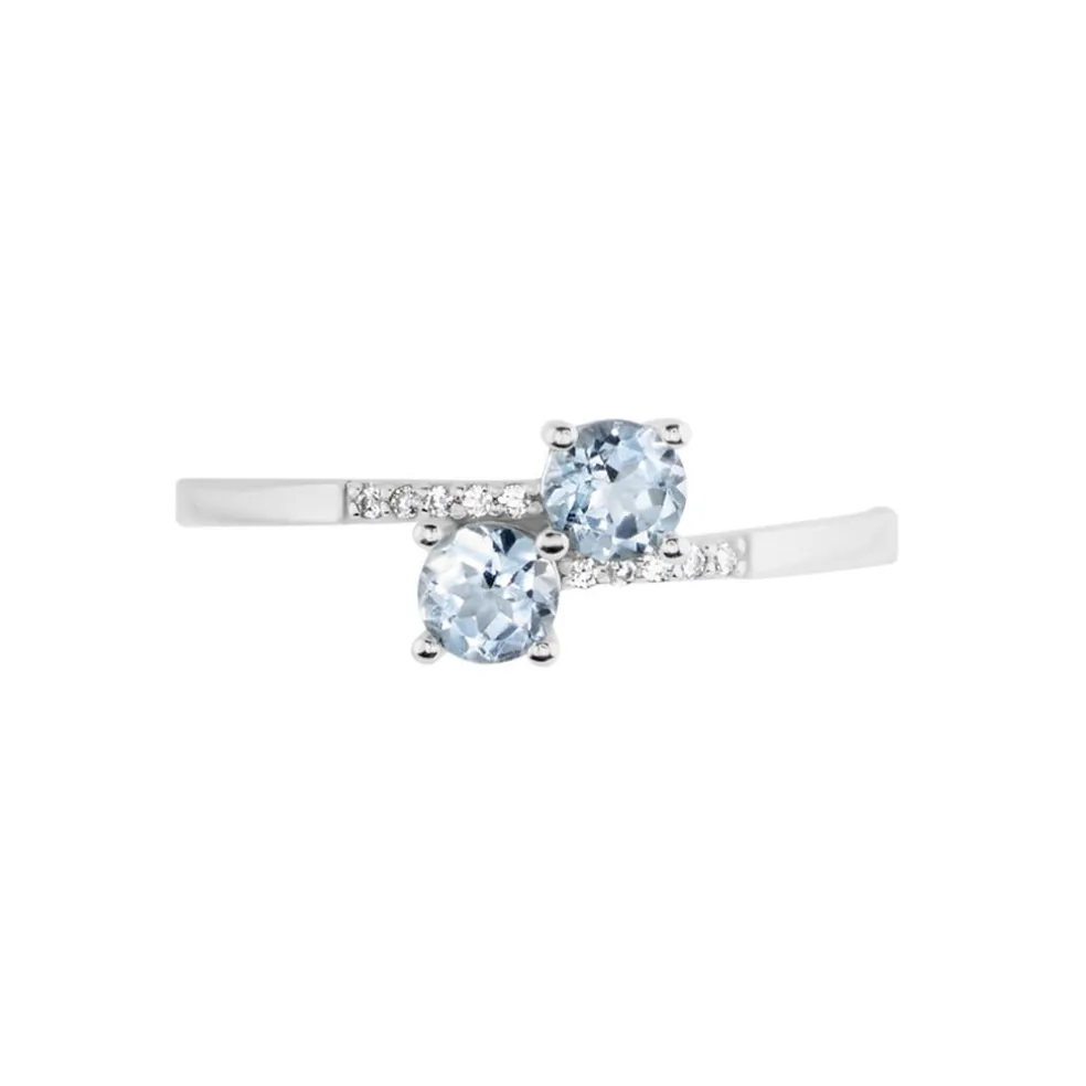 Bague Pollie Or Blanc Topaze Bleu Sky Oxyde De Zirconium