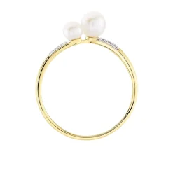 Bague Primo Or Jaune Perle De Culture Et Oxyde De Zirconium