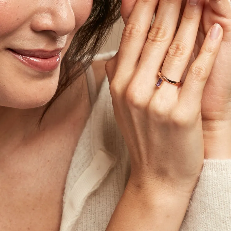 Bague Purple Mood Argent Rose Oxyde De Zirconium