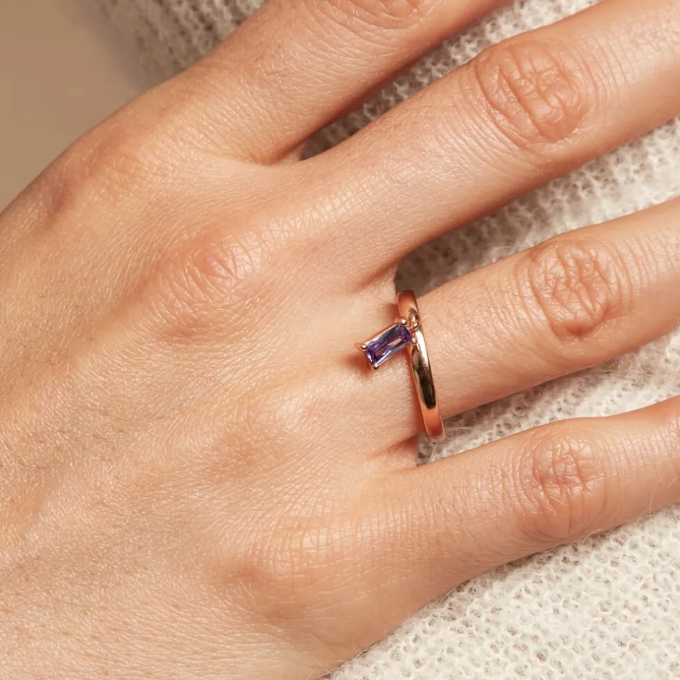 Bague Purple Mood Argent Rose Oxyde De Zirconium