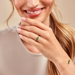 Bague Quincey Or Jaune Emeraude