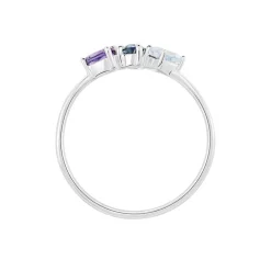 Bague Raika Or Blanc Amethyste Et Topaze