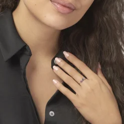 Bague Raika Or Blanc Amethyste Et Topaze