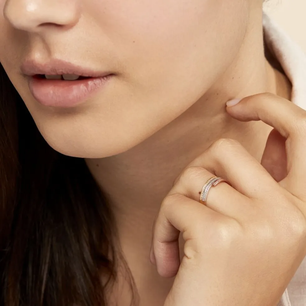 Bague Rama Or Tricolore Oxyde De Zirconium