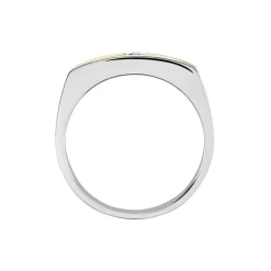 Bague Robinson Argent Bicolore Rhodié Diamant Blanc
