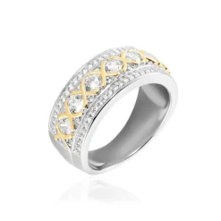 Bague Rome Argent Bicolore Oxyde De Zirconium