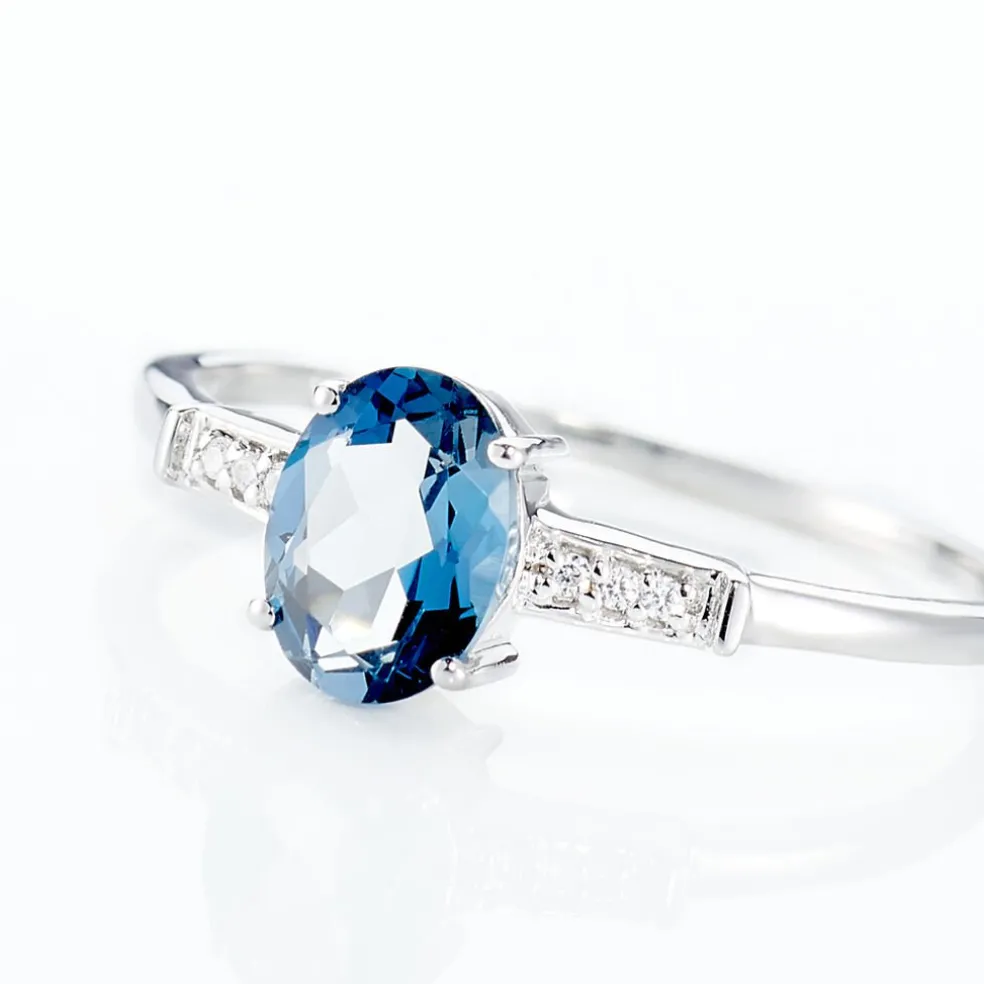 Bague Royanne Or Blanc Topaze Et Oxyde De Zirconium