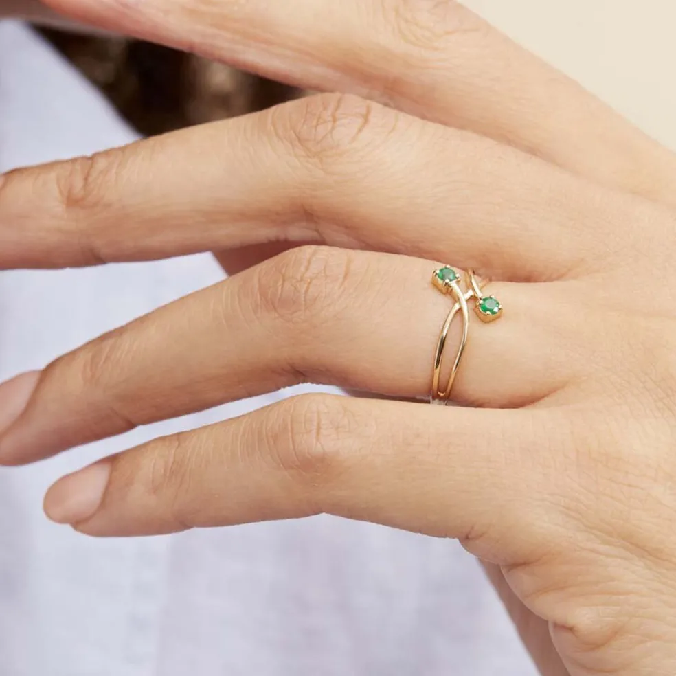 Bague Ruqaya Or Jaune Emeraude
