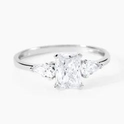 Bague Saelle Or Blanc Oxyde De Zirconium