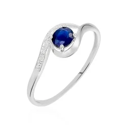 Bague Sagesse Or Blanc Saphir Et Diamant