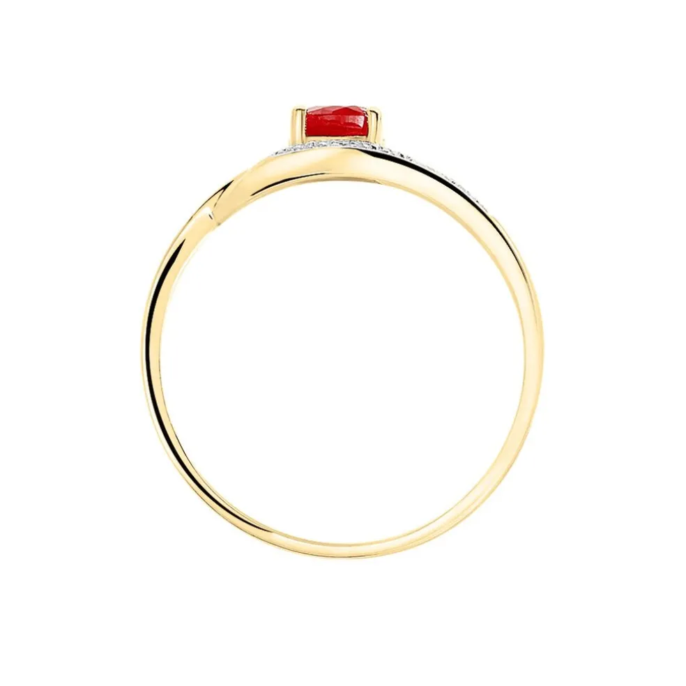 Bague Sagesse Or Jaune Rubis Et Diamant