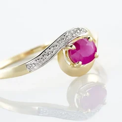 Bague Sagesse Or Jaune Rubis Et Diamant