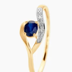 Bague Sagesse Or Jaune Saphir Et Diamant