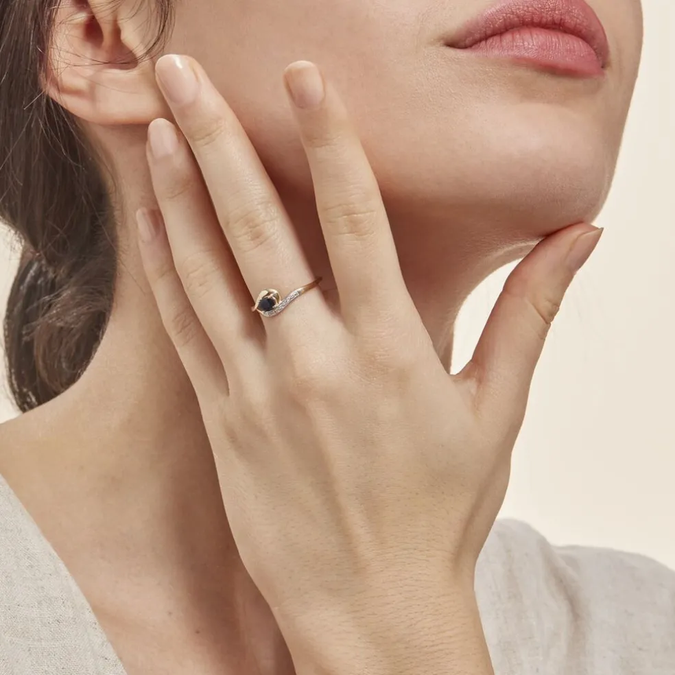 Bague Sagesse Or Jaune Saphir Et Diamant