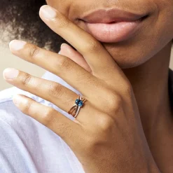 Bague Sare Or Rose Topaze Et Oxyde De Zirconium