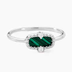 Bague Serafine Argent Blanc Malachite Oxyde De Zirconium