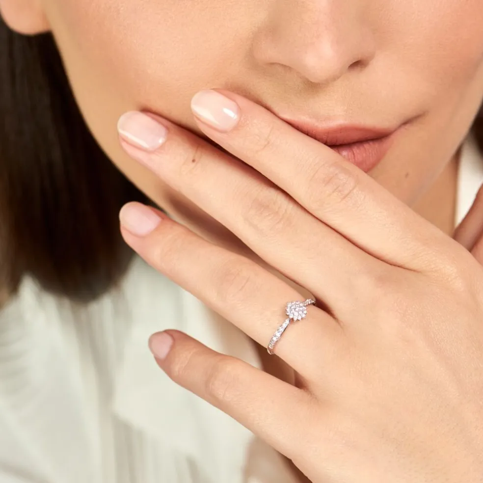 Bague Shin Or Blanc Oxyde De Zirconium