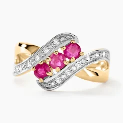 Bague Simma Or Jaune Diamant Et Rubis