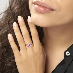 Bague Simma Or Jaune Diamant Et Rubis