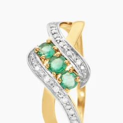 Bague Simma Or Jaune Diamant Et Emeraude