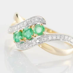 Bague Simma Or Jaune Diamant Et Emeraude