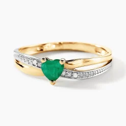 Bague Skylar Or Bicolore Emeraude Diamant