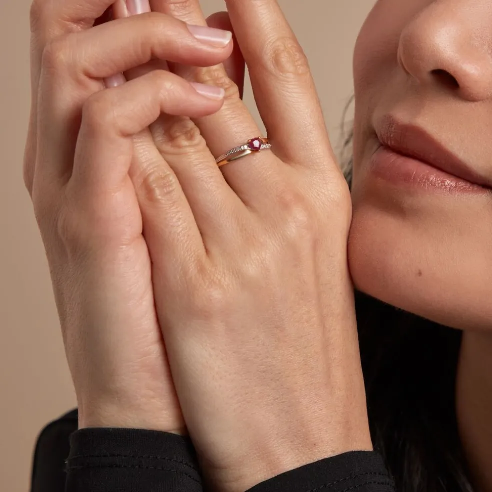 Bague Skylar Or Bicolore Rubis Diamant