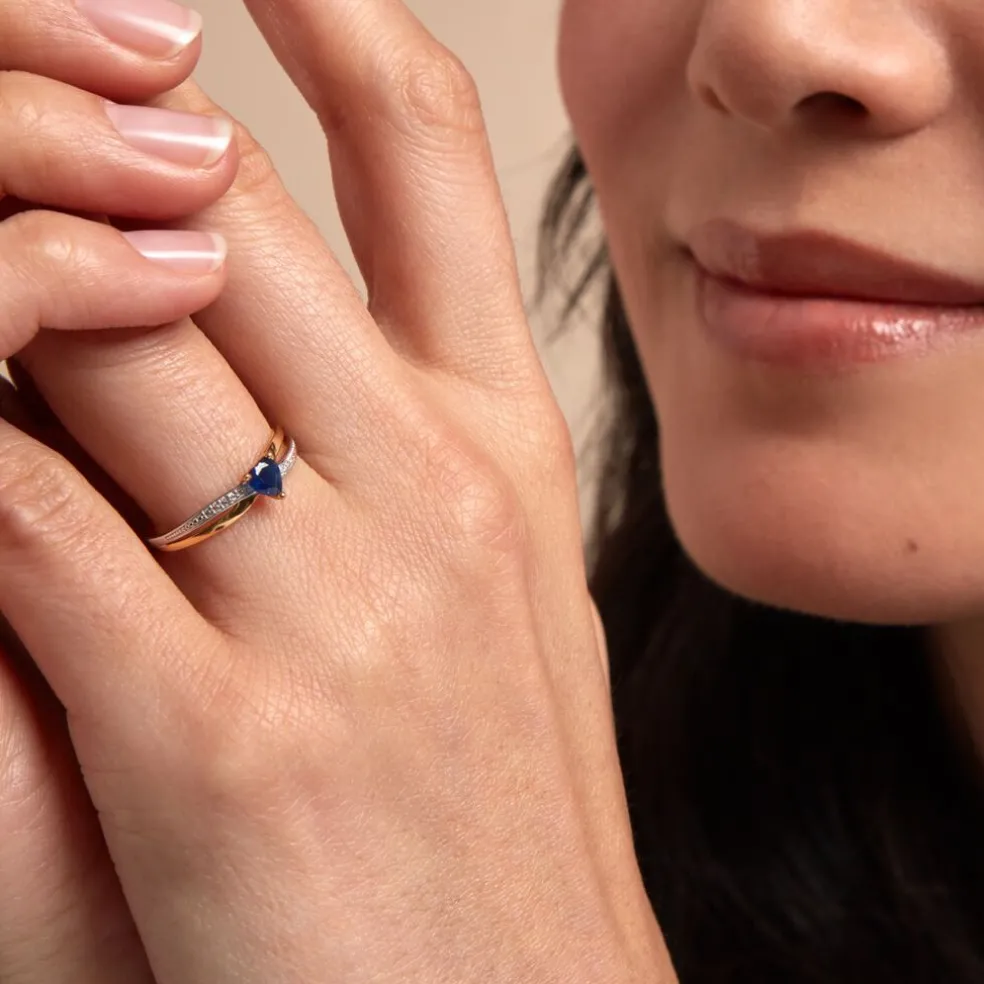 Bague Skylar Or Bicolore Saphir Diamant