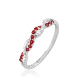 Bague Sofia Or Blanc Rubis Et Diamant