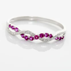 Bague Sofia Or Blanc Rubis Et Diamant