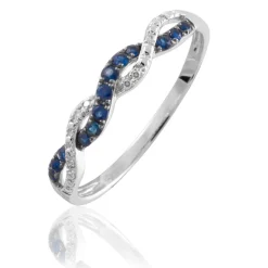 Bague Sofia Or Blanc Saphir Et Diamant