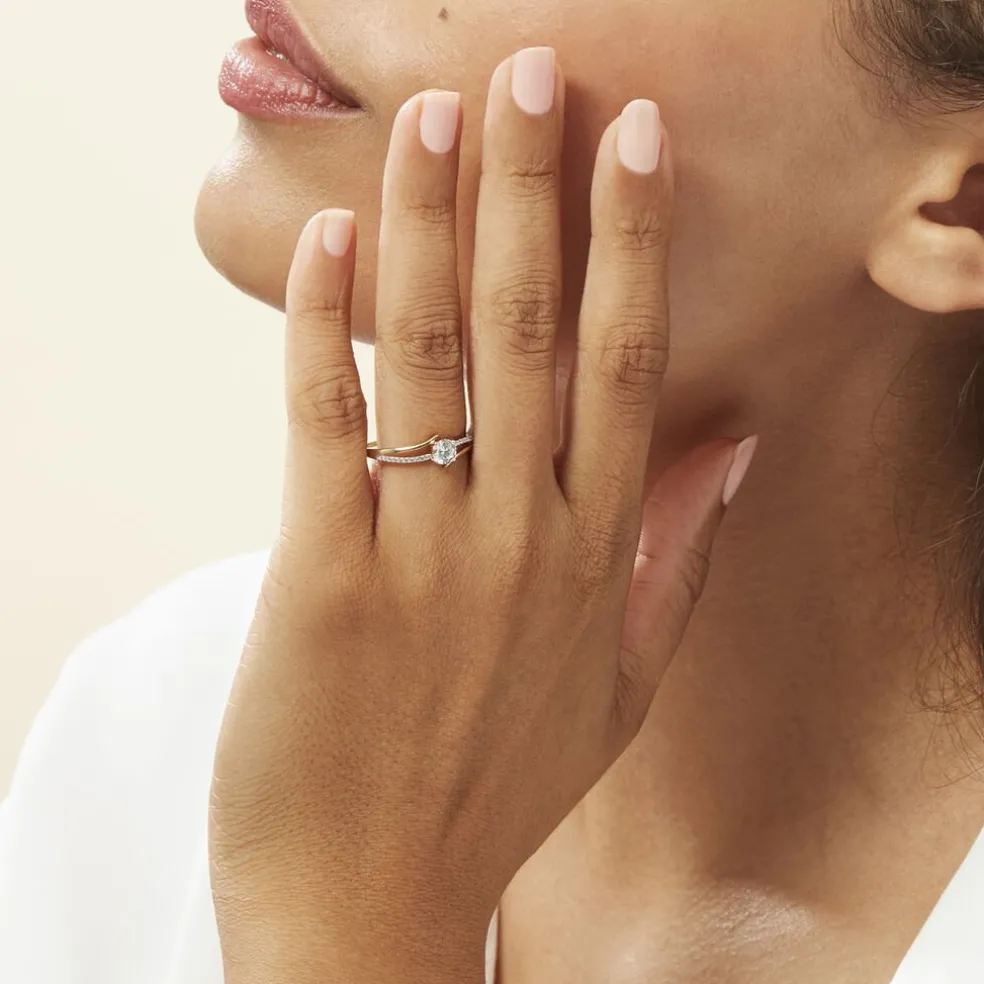 Bague Solitaire Abelia Or Jaune Oxyde De Zirconium