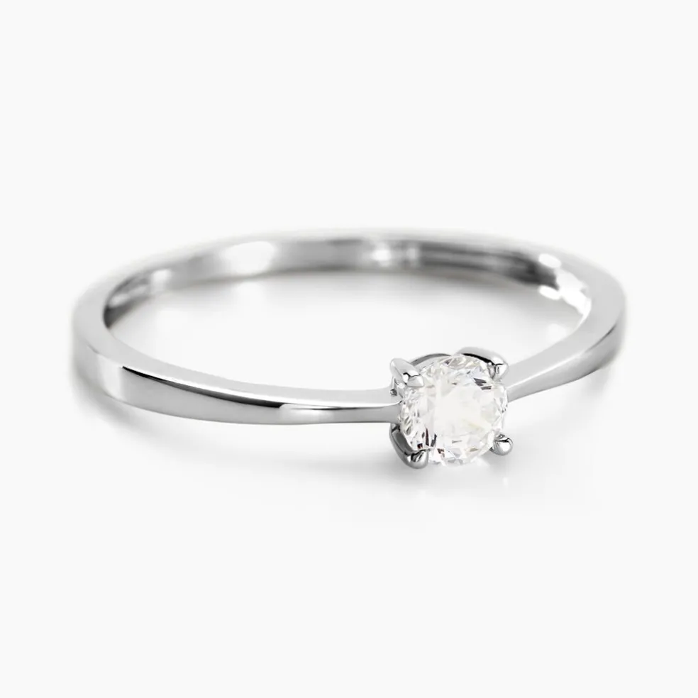 Bague Solitaire Abriel Or Blanc Oxyde De Zirconium