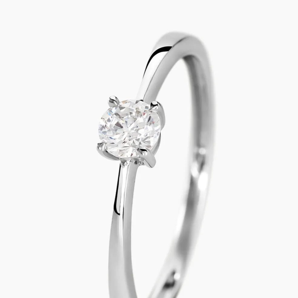 Bague Solitaire Abriel Or Blanc Oxyde De Zirconium