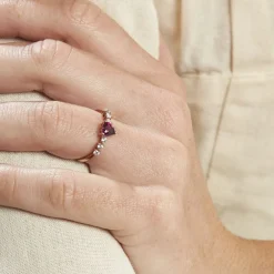 Bague Solitaire Accompagné Or Rose Samanta Rhodolite