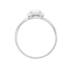 Bague Solitaire Accompagn啪 Or Blanc Addy Oxyde De Zirconium