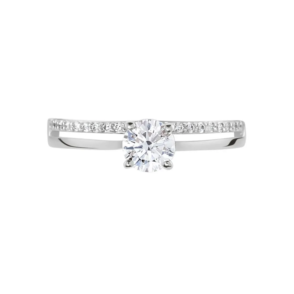 Bague Solitaire Anatoline Or Blanc Oxyde De Zirconium