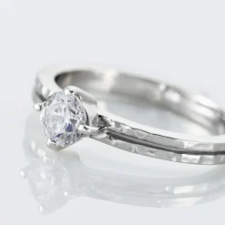 Bague Solitaire Argent Blanc Candi Oxyde De Zirconium